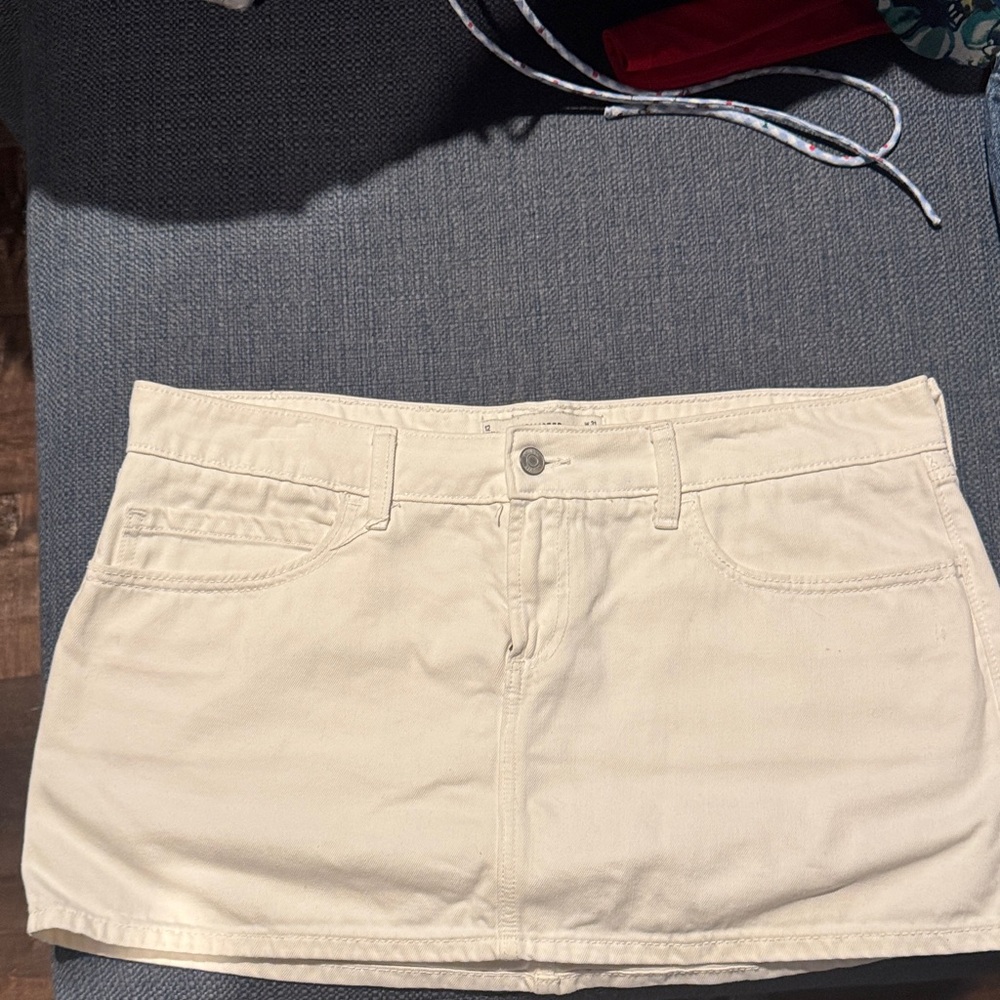 White Denim Mini Skirt
